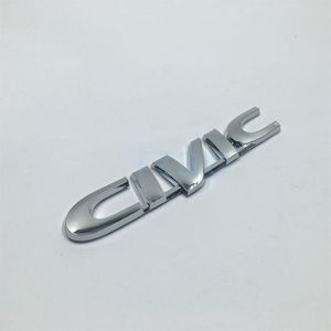 Ny stil för Honda Civic Silver Letters Emblem Logo Badge Car BACKA TRUNK LID Decoration Sticker235G