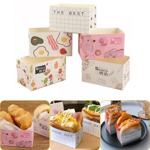 50st Cake Packaging Bagsand Wrapping Paper Tjockt Egg Toast Breat Breakfast Packaging Box Burger Oil Paper Paper Tray 201015224R