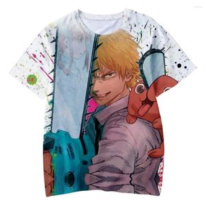 Herr t shirts anime manga t-shirts chainsaw man 3d tryck streetwear män kvinnor avslappnad mode överdimensionerad skjorta harajuku barn tees topps
