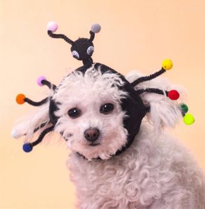 Hundkläder multi antenn husdjur hatt myrformad huvud slitage cosplay rolig halloween katttillbehör monster insekt mjuk vinter mössa för hundar