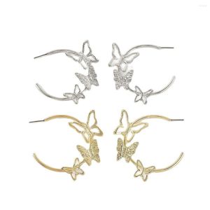 Hoop Earrings Metal Style C-Shaped Fashionable Three-Dimensional Personality Temperament Butterfly Female Sweet Cool
