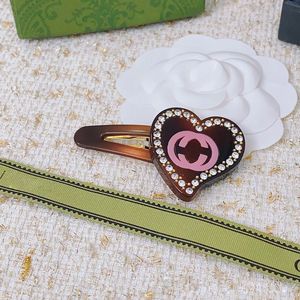 Hair Clips Barrettes brand sweet pink love heart hair clips barrettes charm fashion luxury letters shining crystal bling diamond pins for women girls with gift box