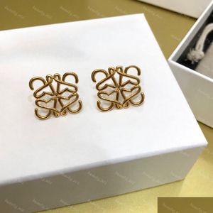 Studmodebrev örhängen för kvinnor enkel örhänge lyxdesigner smycken guld aretes män öron med låddesigners accessorie dhpu2