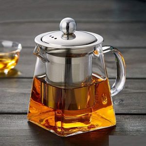 Teapots Glass Teapot With Stainless Steel Heat Resistant High Quality Tea Infuser Filter Flower Kettle Kung Fu Puer Oolong Set Drop De Dhcjo