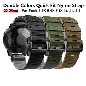 Titta på Bands Easy Fit 22 26mm nylonrem för Garmin Fenix5x/5xplus/6x/6xPro/7x/3HR Quick Release Watch Band för Fenix5 6 7 Instinct Belt 230728