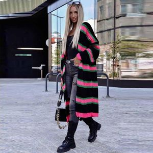 Kadın Sweaters Siyah Damla Omuz Renk Bloğu Örme Duster Hardigan Kadınlar için