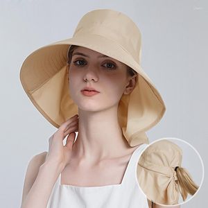 Wide Brim Hats Women's Sunscreen Hat Fisherman Summer Outdoor Big Beach Sun Basin For Women Adjustable Bucket Cap