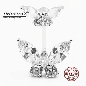 Navel Bell Button Rings HelloLook 925 Sterling Silver Belly Piercing Ring Fashion Butterfly Style Body Jewelry for Women Pierc 230729