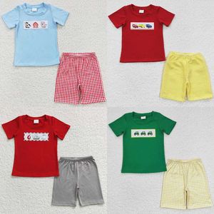 Fashion Kids Designer New Clothes Boys Short Sets Cotton Embroidery Boutique Baby Boy Clothing Kid Children Outfits Wholesale