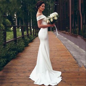 Elegantes Meerjungfrau-Hochzeitskleid mit V-Ausschnitt 2024, schulterfrei, rückenfrei, Brautkleider nach Maß, Sweep-Zug, Vestidos de Novia