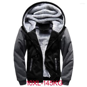 Giacche da uomo Uomo Plus Large Size 6XL 8XL Big Hooded Thick Warm Fleece Parka 9XL 10XL Winter Black Patchwork Out Wear Coat