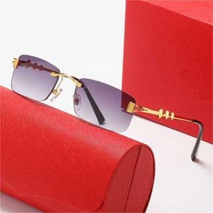 50% di sconto sugli occhiali da sole 2023 Nuovi uomini e donne Red Red Frameless Personality Fashion Street Photo Glasses Square Lenskajia Nuovo