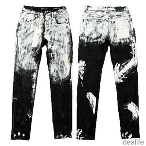 Herren-Designer-Lila-Jeans, Hip-Hop-Mode, Reißverschluss, Lochwaschung, Jeanshose, Retro-zerrissene Faltnähte, Herren-Motorradfahren, coole, schmale Hose, Himmelblau für Damen