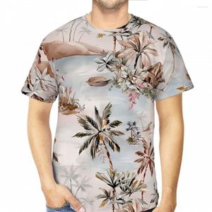 Camisetas masculinas Dream Islands Print Summer Men Tropics Pattern 3D Printed Respirável Tops de poliéster manga curta de secagem rápida