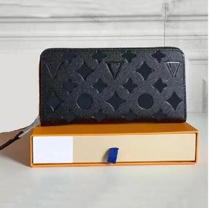 Women single zipper wallets pu leather coffee black white grid wallet female clutch purse ladies classic long purse With box