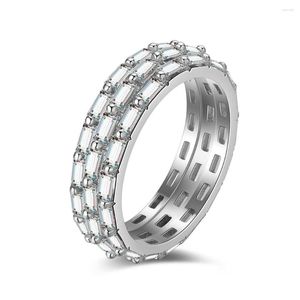 Cluster Rings Deluxe Baguete de zircônia cúbica de prata esterlina 925 coberta com joias atemporais para mulheres