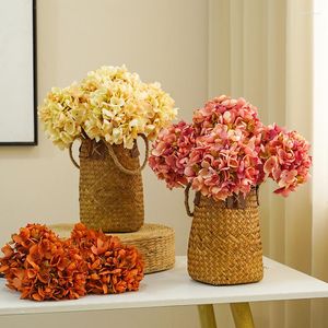 Dekorativa blommor konstgjorda höstoljemålning hortensia retro siden bukett hem party dekor blommor arrangemang po props falska blommor