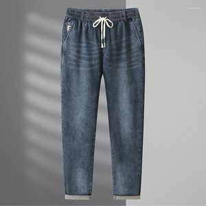 Jeans da uomo Arrivo Autunno e inverno Oversize Pantaloni casual elastici con lacci Soft Straight Plus Size 3XL-7XL
