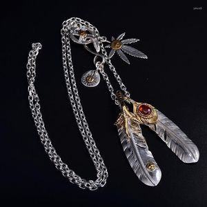 Pendant Necklaces QN Silver Color Angle Chain Set Vintage Style Feather Long Men Sweater Fashion Jewelry