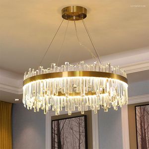 Chandeliers Led 3 Changeable Light Modern Ceiling Chandelier Round Crystal Hanging AC110V 220V Living Room Lamp Warm Home Luminaire