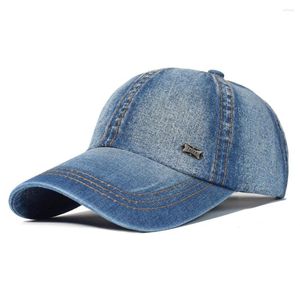 Boné de beisebol Vintae Wased Algodão Homens Mulheres Denim Dad At Adjustable Trucker Style Low Profile