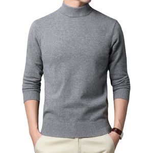 Men s tröjor tröja varm halvturtleneck fast färg pullover mode förtjockande medelålders långärmad topp pullover 230728