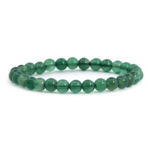 Grön agat Round Armband 6mm 8mm Natural Gemstone Stone Armband Crystal Armband Unisex Stretch Armband Smycken Makan för kvinnor Män 7 tum