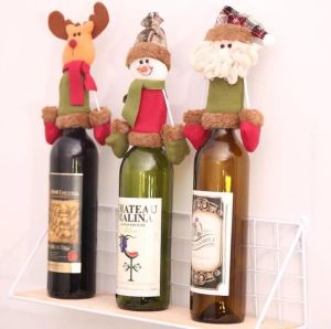 2024 Christmas Wine Bottle Cap Set Cover Decorations Hanging Ornaments hat Xmas Dinner Party Home Table Decoration Supplies 0729