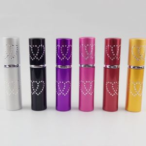 5 ml påfyllningsbar aluminium parfymatomizer flaskor bärbar flytande container kosmetika mini dubbel hjärta tom spray flaska som reser atomizer flaska q364