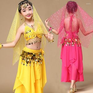 Stage Wear 4st/Set Girl Belly Dance Costumes Girls Egyptian Performance Show Party Bollywood Child Oriental Halloween Costume