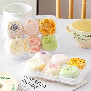 Gift Wrap 50pcs Transparent Bakery Box With Lid 6 Grids Cake Cookies Dessert Packaging Boxes Baking Supplies Wedding Birthday Party Decor