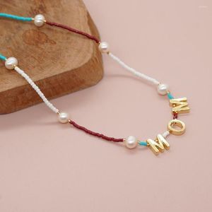 Pendant Necklaces Go2boho MOM Gold Plated Accessories Seed Bead Choker For Women Boho Summer Jewelry Mother's GIft