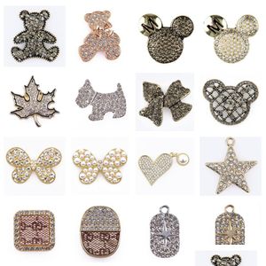 Sko delar tillbehör bling designer charms passar för dekoration lyx charm av clog design metall stift droppleveransskor dhiud