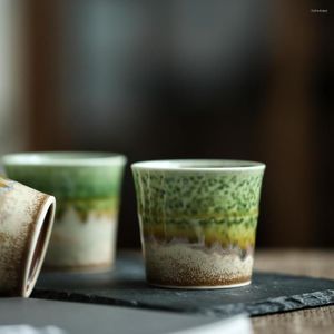 Xícaras Pires China Xícara de Chá de Cerâmica Verde Porcelana Cerâmica Com Alça Drinkware Caneca de Café para Vinho Xícara de Chá Atacado
