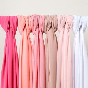 Cachecóis Atacado Bandana Vendendo Simples Chiffon Hijab Cor Sólida Cachecol Longo Dubai Xales Lenço de Cabeça Muçulmano