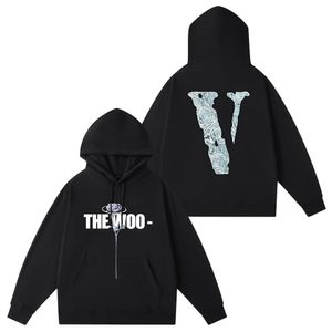 Vlone preto designer de moletom com capuz para homens manga longa bolso pulôver moletons pulôver com bolso camisetas de manga longa superior zíper completo feminino masculino legal com capuz masculino