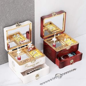 Jewelry Boxes Classic Rotating Dancer Ballerina Piano Music Box Clockwork Plastic Jewelry Box Girls Hand Crank Music Mechanism Christmas Gift 230728