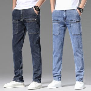 Designer Men's Stretch Jeans New Youth Fashion Multi Pocket Design Casual Denim Pants