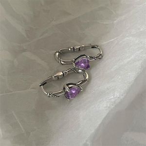 Hoop örhängen 2023 Sweet Cool Purple Crystal Love Ear Buckle For Women Girl Fashion Jewelry Gift Party Earring Accessories