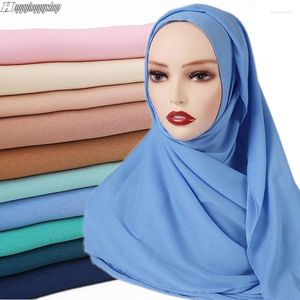 Halsdukar fast färg kvinnor vanlig chiffong halsduk hijab malaysia huvud lindar muslimska damer turban islamisk shayla arabiska slöja 70 175 cm