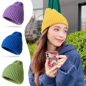 Berets Winter Wool Beanie для женщин Мужские мальчики девочки Candy Candy Carthate Hapt Hat Crochet Skullies Осенние унисекс -эластичные шапочки