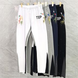 22SS Autumn Winter Europe USA Ręka Splash Ink Slim Patchwork Spodnie Spodnie Bell Bottoms Casual Dripstring Sresspants Mężczyźni Kobiety JO2893