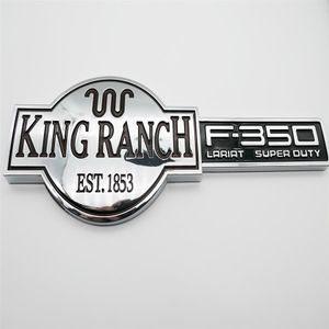 Ford F350 Super Duty King Ranch EST 1853 자동차 사이드 스티커 도어 테일 게이트 엠블럼 배지 편지 3D 명판 replac303u를위한 크롬 은색