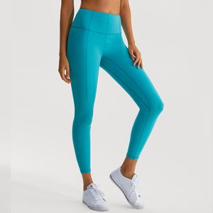 lu kadın yoga hizalanma tozluk push fitness yumuşak yüksek bel cepleri dikişsiz kalça kaldırma elastik legging rahat koşu pantolon jsk34