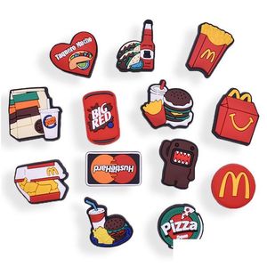 Shoe Parts Accessories Soft Rubber Cute Burger Fries Clog Charms Buckle Charm Buttons Gift Drop Delivery Series Randomly