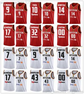 2023 FIBA Germany World Cup Basketball Jerseys 14 Dirk Nowitzki 17 Dennis Schroder 9 Franz F.Wagner 10 Daniel Theis Wohlfarth-Bottermann Thiemann Obst Sengfelder