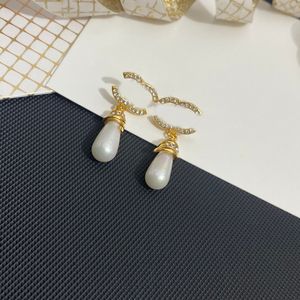 Marken-Designer-Buchstaben-Ohrringe, 18 Karat vergoldetes Messing, Kupfer, Stempelkristall, nie verblassender langer Ohrring, modisch, für Damen, Hochzeit, Party, Schmuck, Accessoires