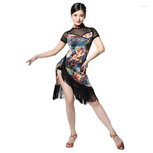 Vestuário de palco Cheongsam Estilo Retro Vestido Chinês Sexy Para Mulheres Adultos Performance Roupas de Dança Latina Roupas de Dança