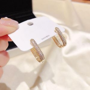 Stud Earrings Luxury CZ Crystal Chain Link Drop Gold Color Cubic Zircon Women Party Jewelry