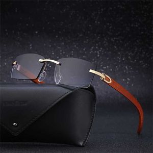 50 % RABATT auf den Großhandel mit Sonnenbrillen KAJILA, rahmenlose Herren-Sonnenbrille mit Holzmaserung und Beinen, Ocean Pieces, modische Damen-Sonnenbrille